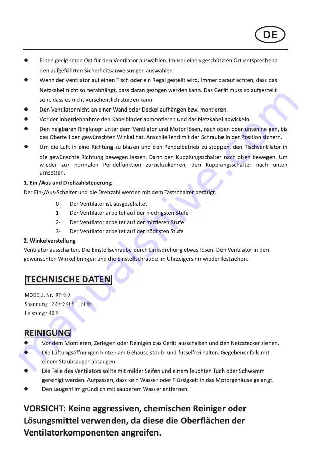 Hantech RT-30 DE Instruction Manual Download Page 8