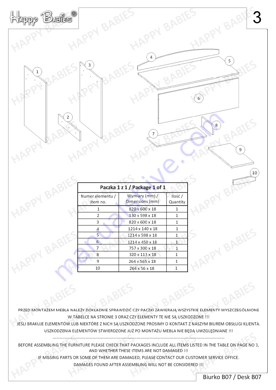 Happy Babies HAPPY B07 Assembly Instructions Manual Download Page 3