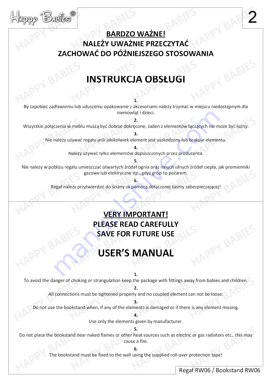 Happy Babies HAPPY RW06 Assembly Instructions Manual Download Page 2