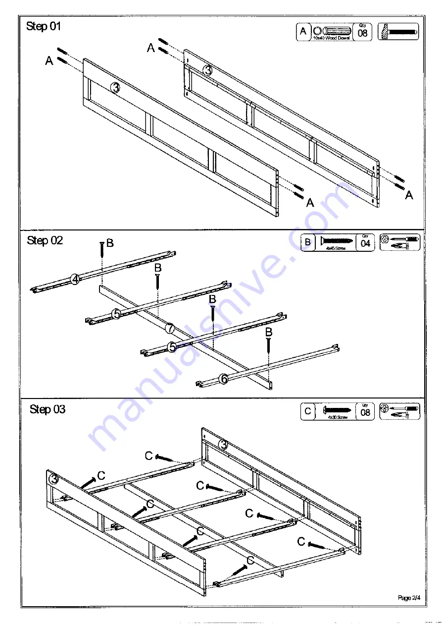 Happy Beds Mission Storage Bed Double Assembly Instructions Manual Download Page 4