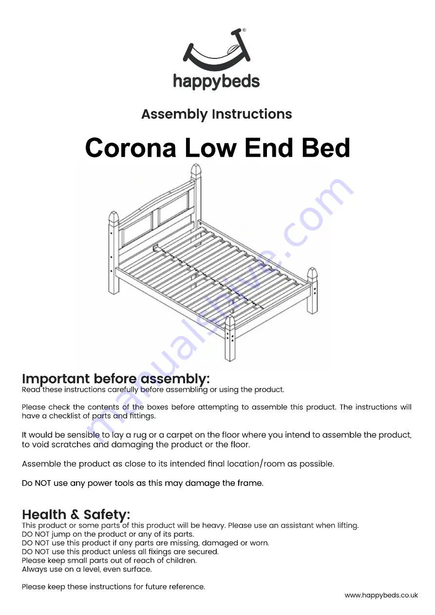 Happybeds Corona Low End Bed Скачать руководство пользователя страница 1