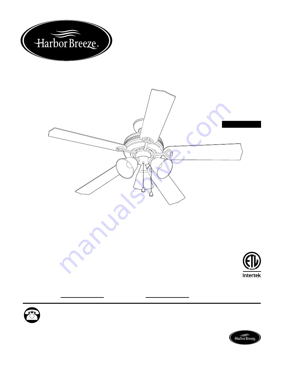 Harbor Breeze RLG52NWZ5C3L Скачать руководство пользователя страница 1