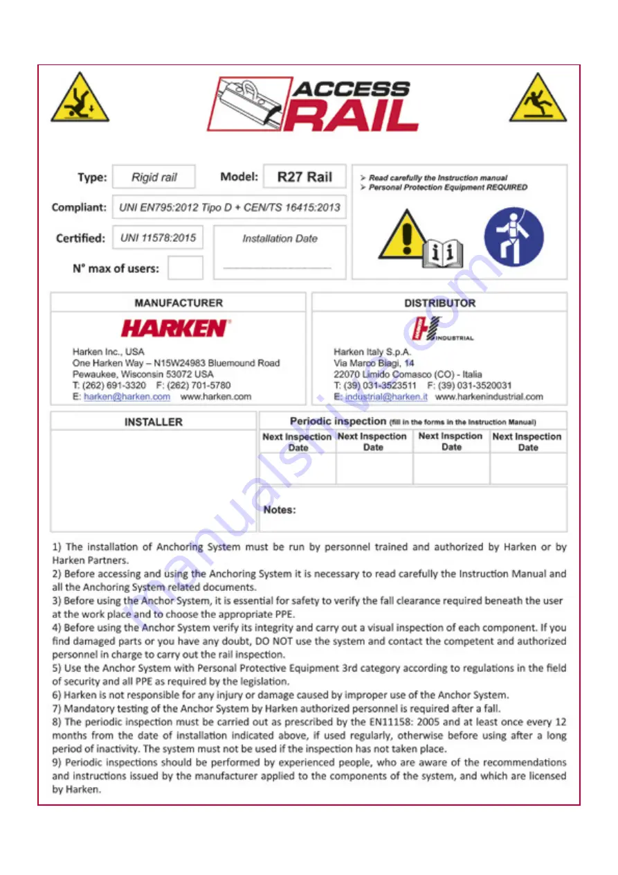 Harken Industrial IN1650 Instruction Manual Download Page 25