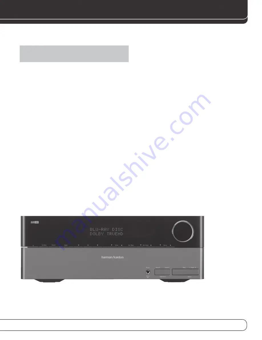 Harman Kardon AVR 1600 Owner'S Manual Download Page 5