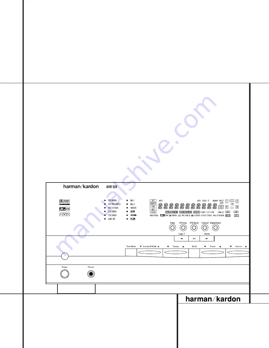 Harman Kardon AVR 520 Owner'S Manual Download Page 1