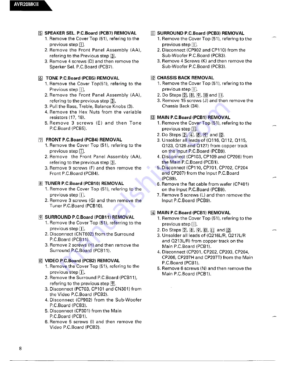 Harman Kardon AVR20MKII Tehnical Manual Download Page 10