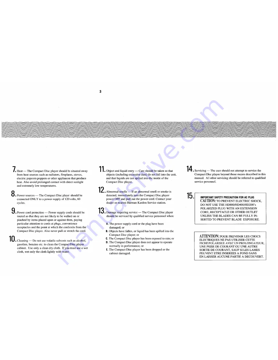 Harman Kardon HD800 Instruction Manual Download Page 3