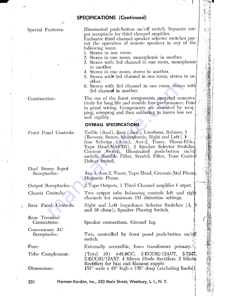 Harman Kardon The Chorale A260 Instruction Manual Download Page 7