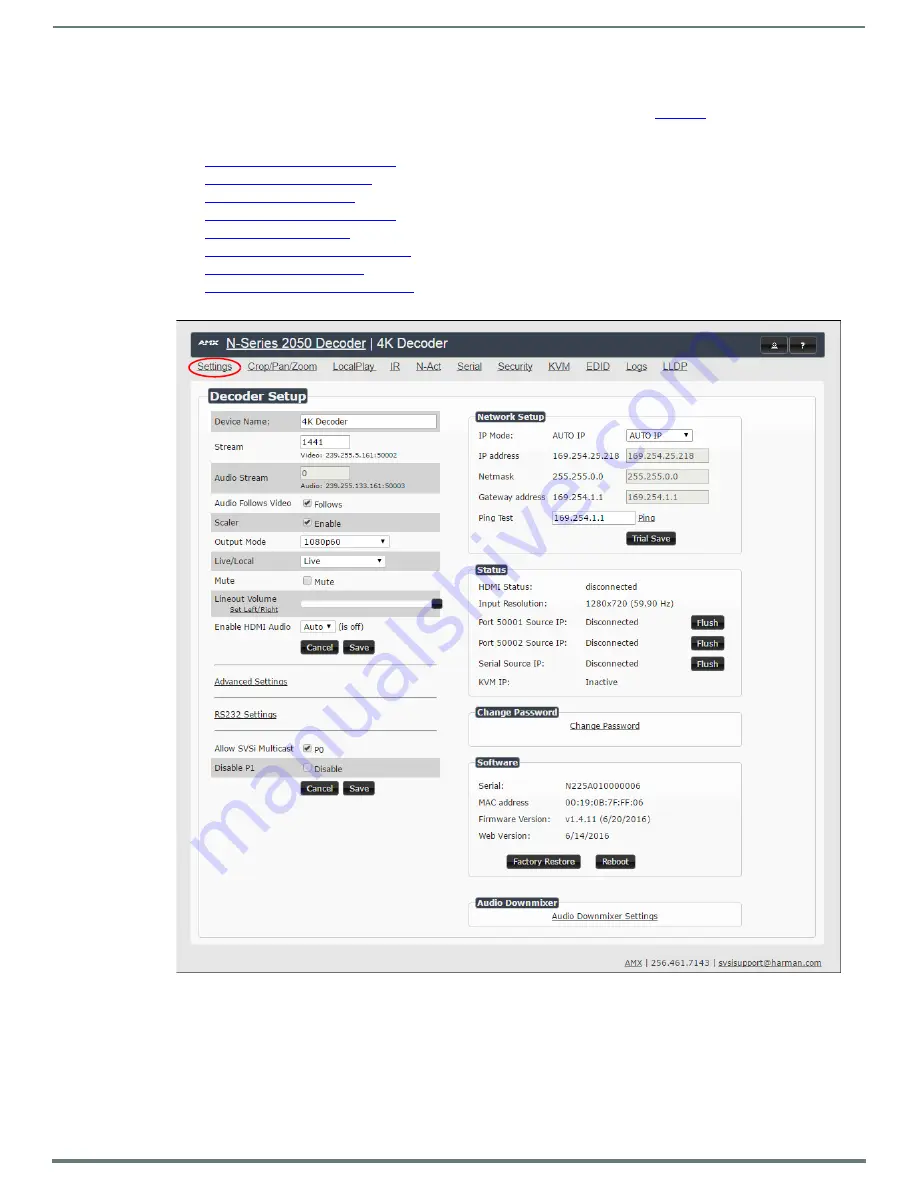 Harman AMX NMX-DEC-N2251 Instruction Manual Download Page 43