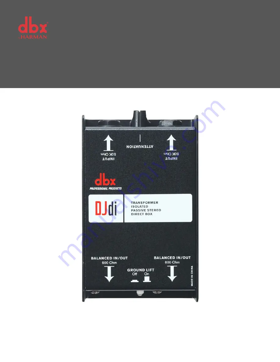 Harman dbx DJdi Owner'S Manual Download Page 1