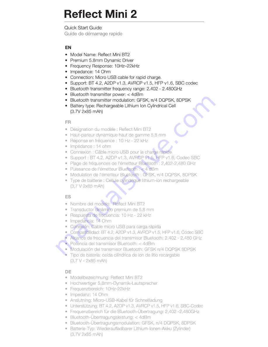 Harman JBL Reflect Mini 2 Quick Start Manual Download Page 9