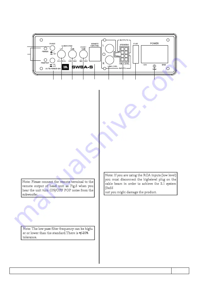 Harman JBL SW8A-S Owner'S Manual Download Page 9