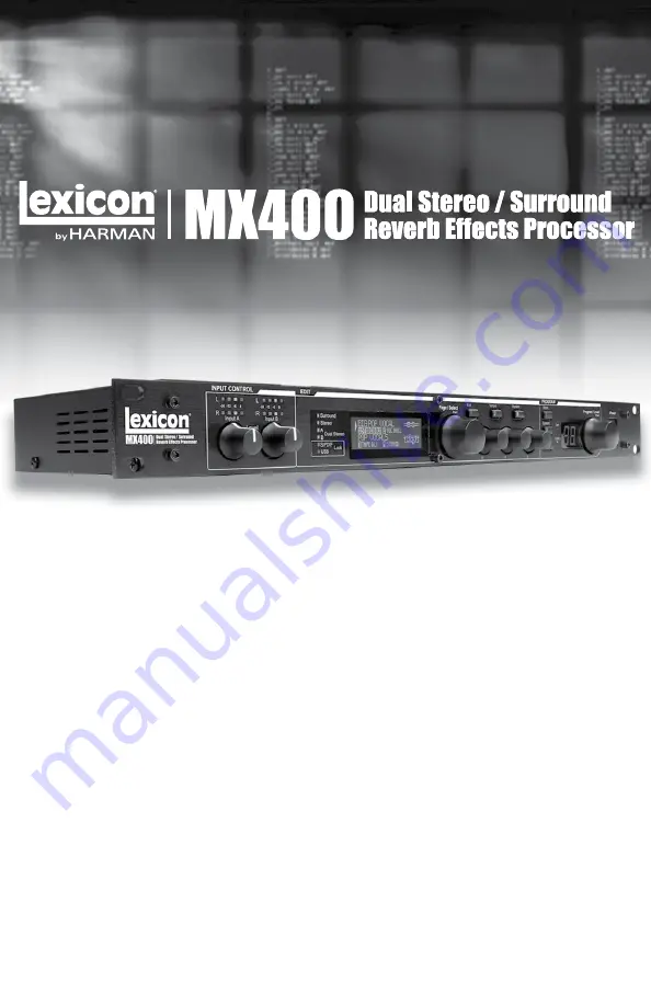 Harman Lexicon MX400 Скачать руководство пользователя страница 1