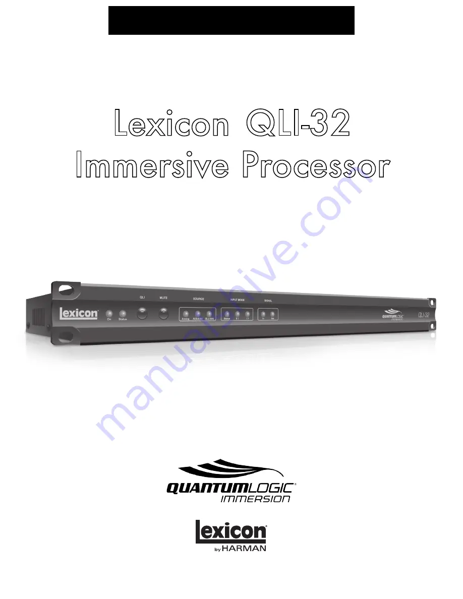 Harman Lexicon QLI-32 Owner'S Manual Download Page 1