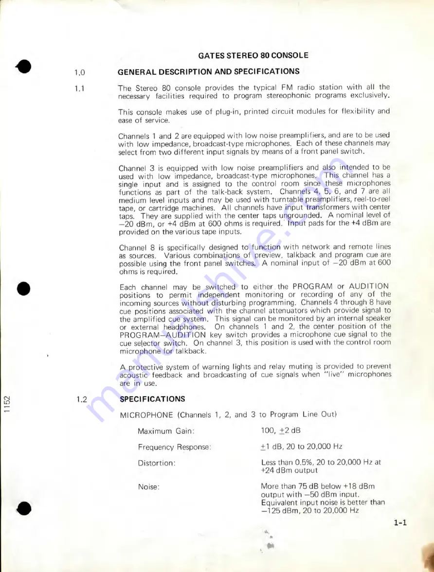 HARRIS INTERTYPE GATES STEREO 80 Technical Manual Download Page 8