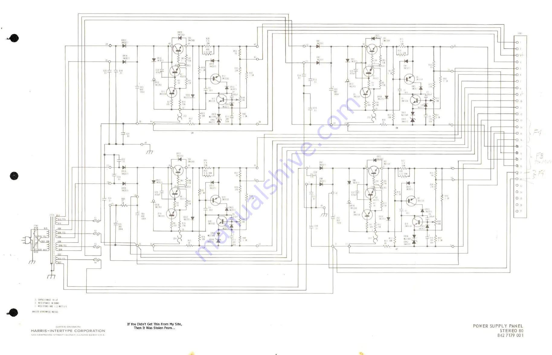 HARRIS INTERTYPE GATES STEREO 80 Technical Manual Download Page 43