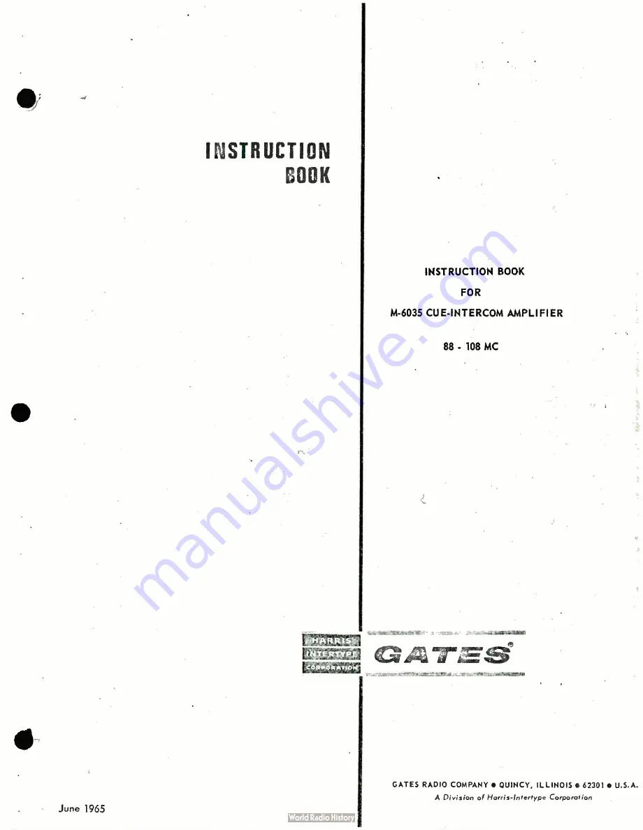 Harris GATES M-6035 Instruction Book Download Page 1