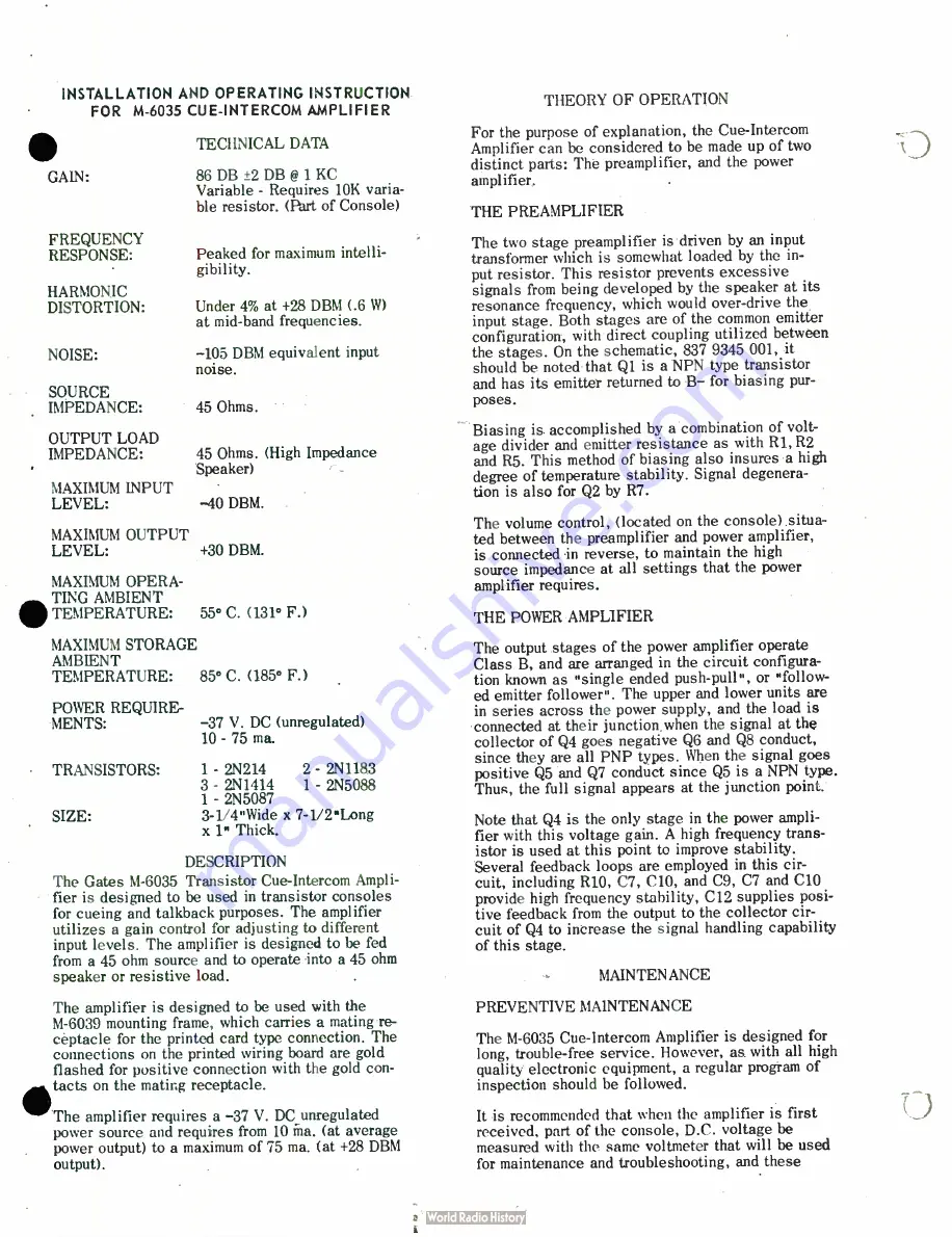 Harris GATES M-6035 Instruction Book Download Page 3