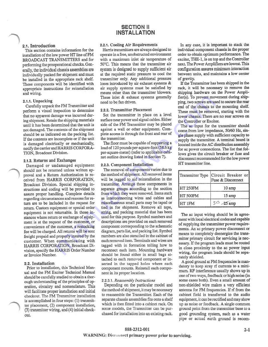 Harris HT250FM Technical Manual Download Page 16