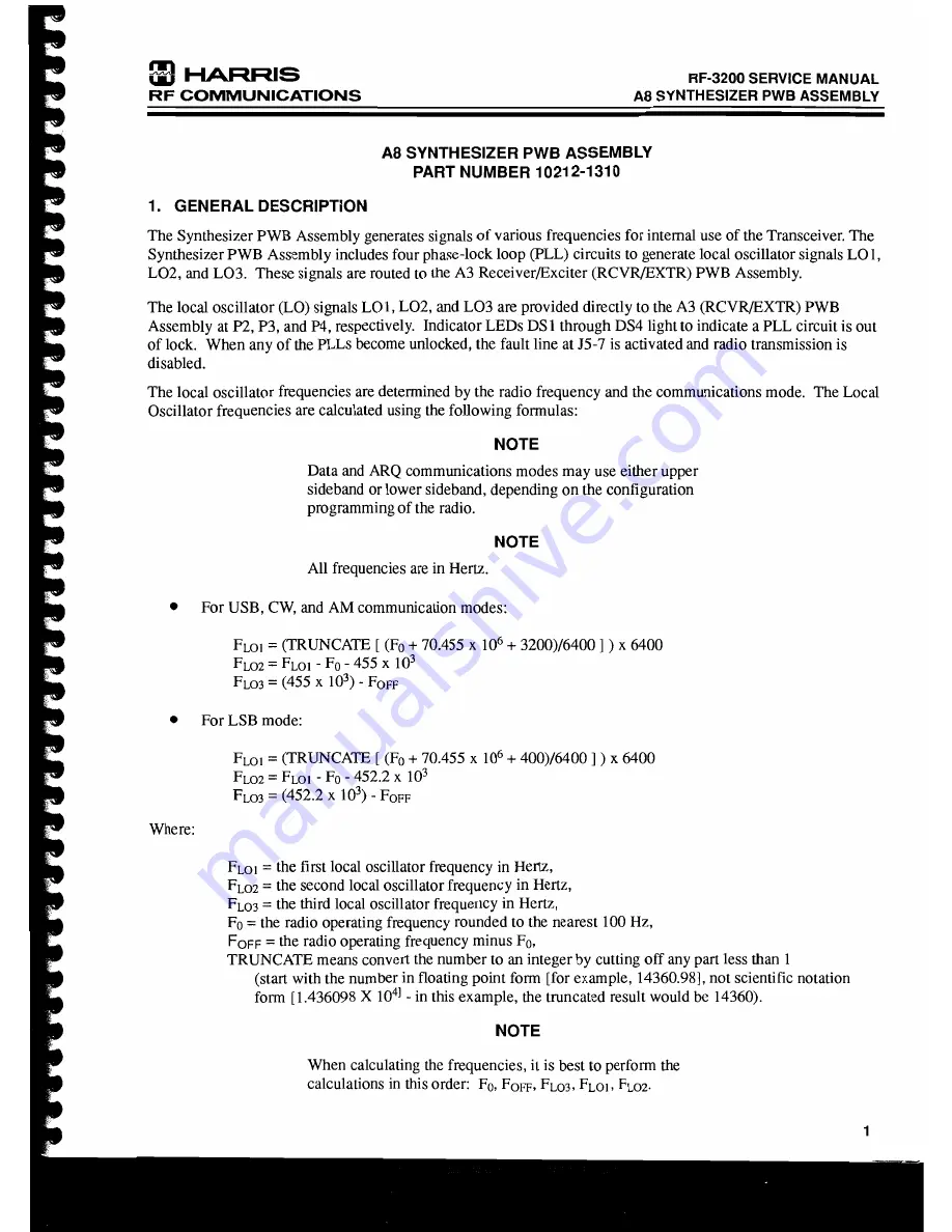 Harris RF-3200 Service Manual Download Page 173