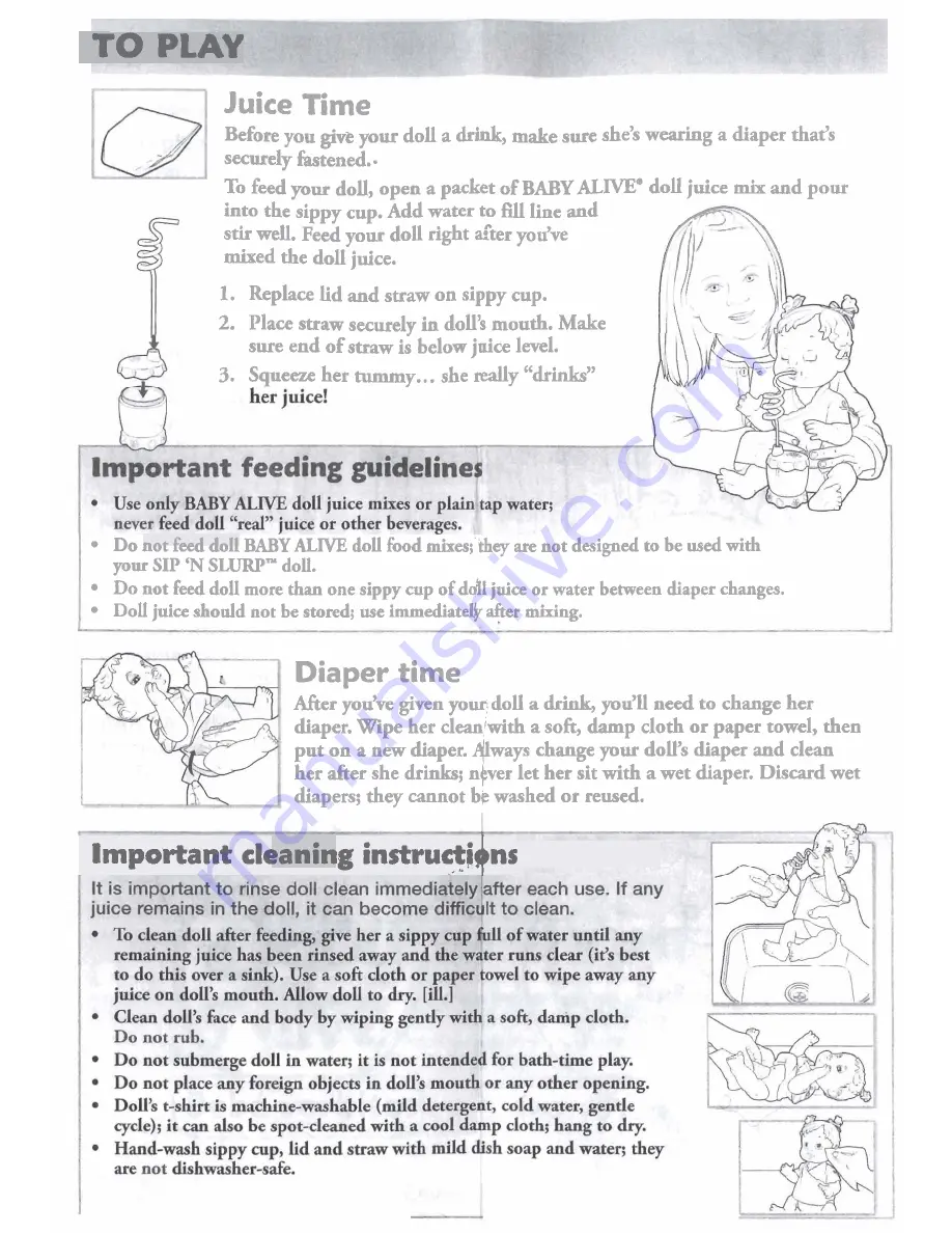 Hasbro Baby Alive Sip 'n Slurp 18689 Instruction Manual Download Page 2