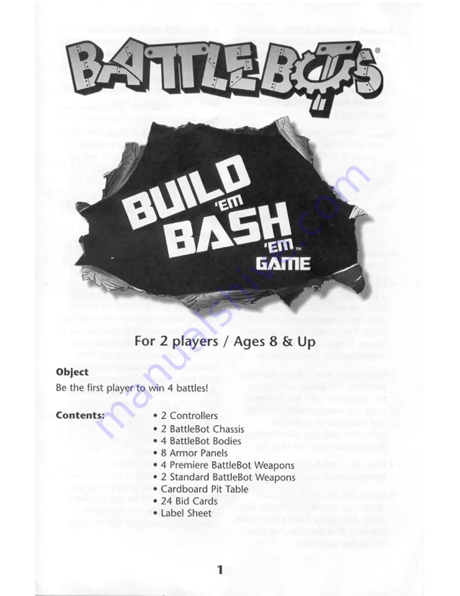 Hasbro Build 'em Bash 'em Instructions Download Page 1