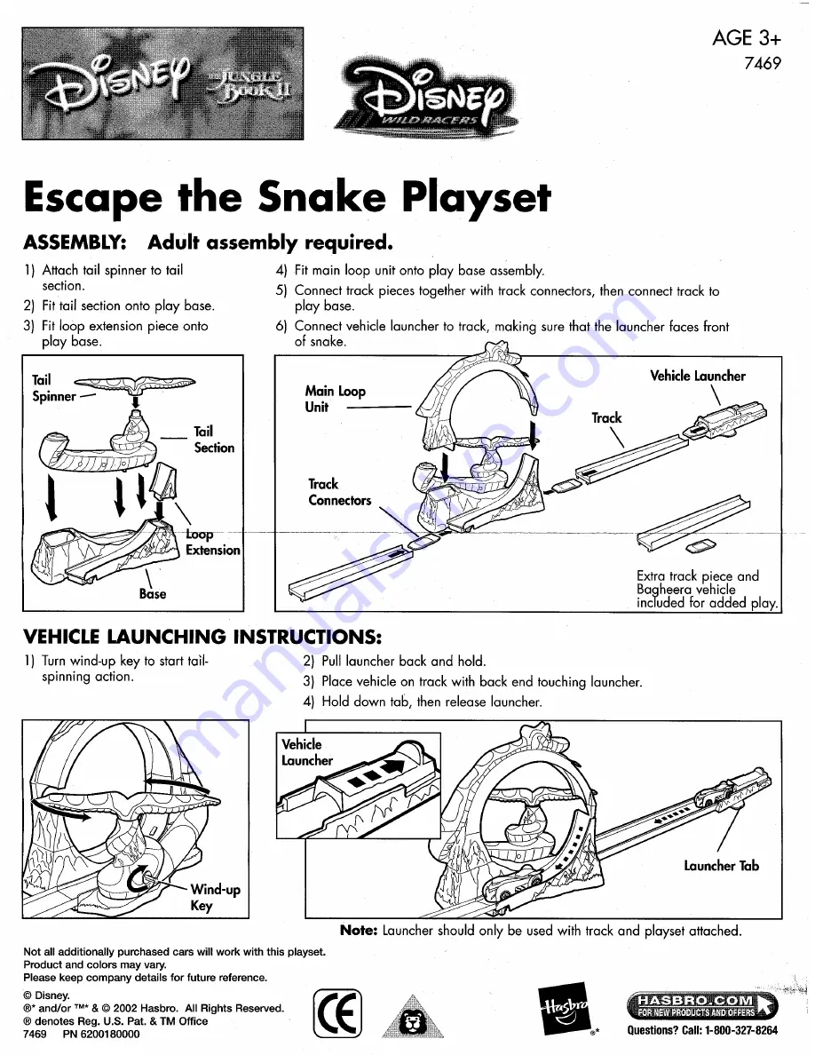 Hasbro Escape the Snake Playset 7469 Скачать руководство пользователя страница 1