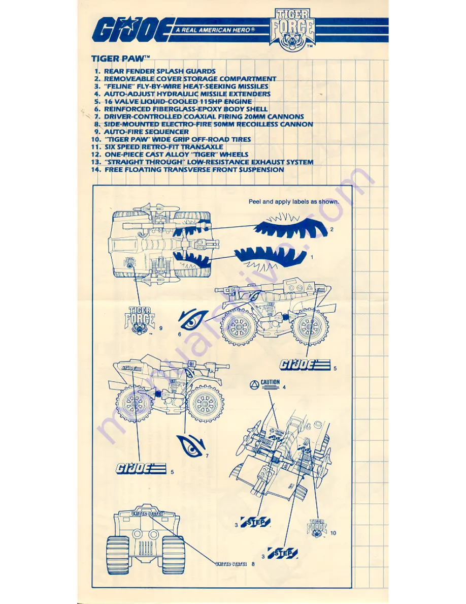 Hasbro G.I.Joe Tiger Paw Instructions Download Page 3