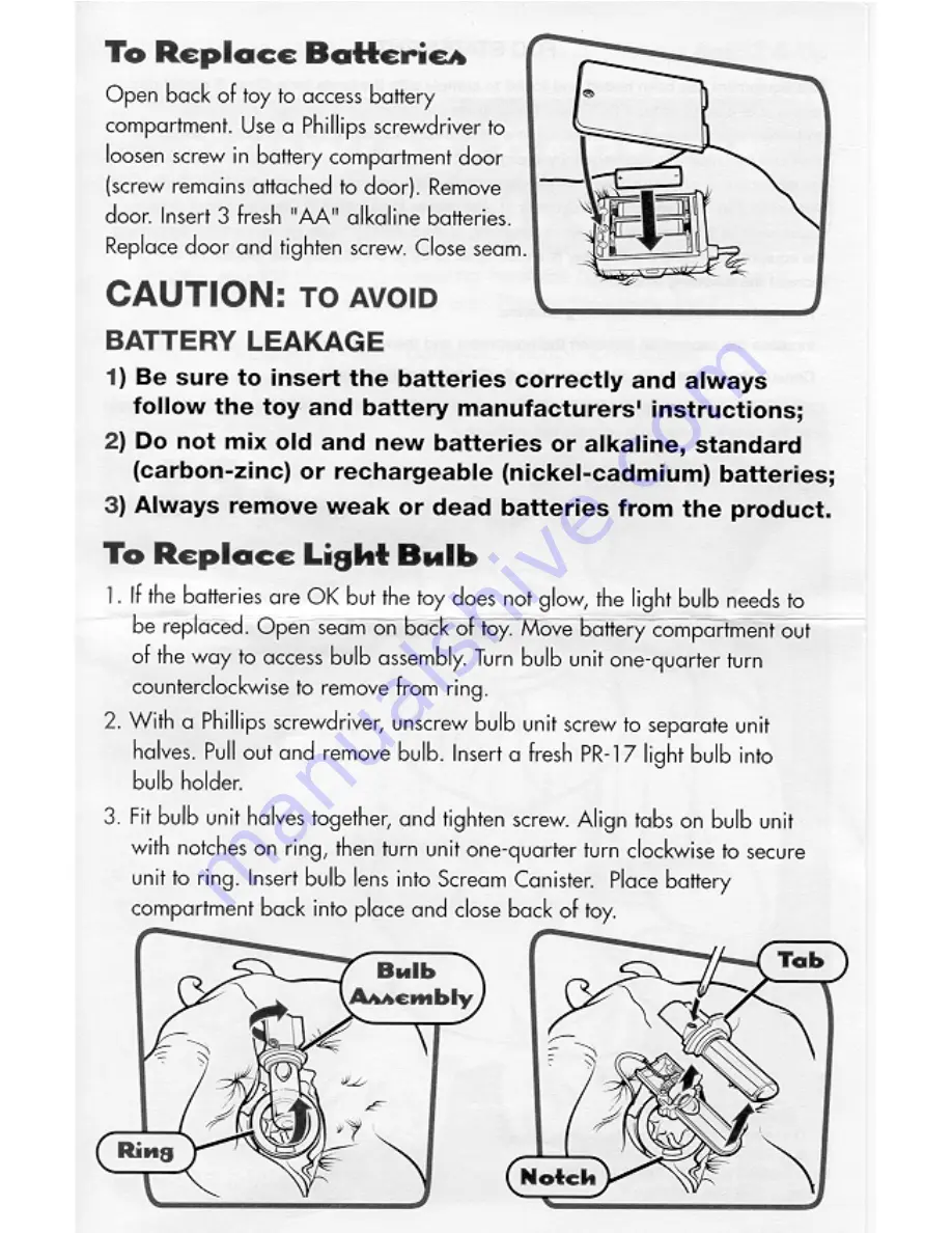 Hasbro Glowing Bedtime Sulley 3804 Instruction Manual Download Page 3