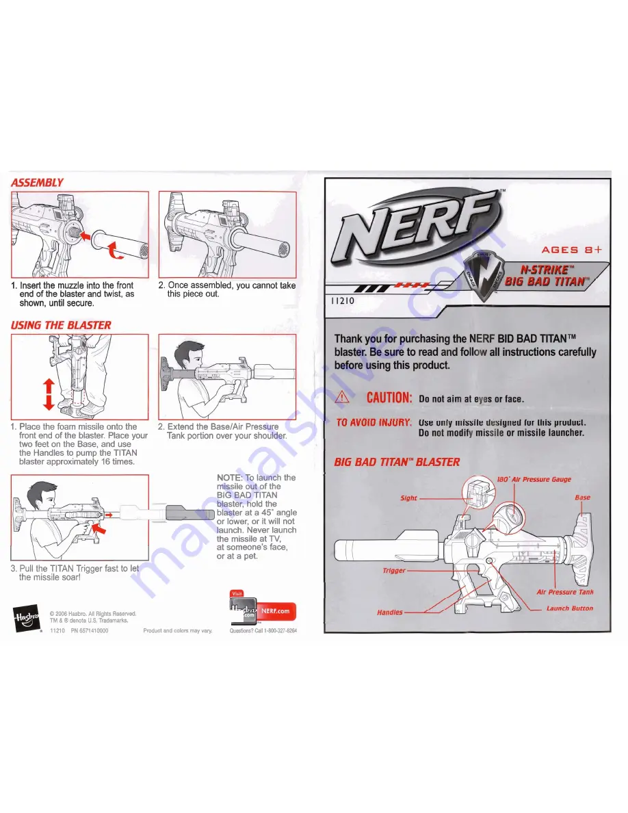 Hasbro Nerf N-Strike Big Bad Titan 11210 Instruction Manual Download Page 1