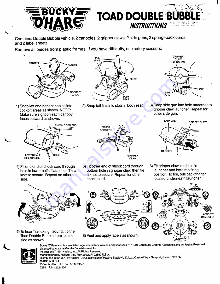 Hasbro Toad Double Bubble Instructions Download Page 1