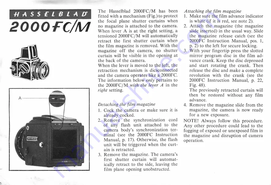 Hasselblad 2000FC/M Скачать руководство пользователя страница 14