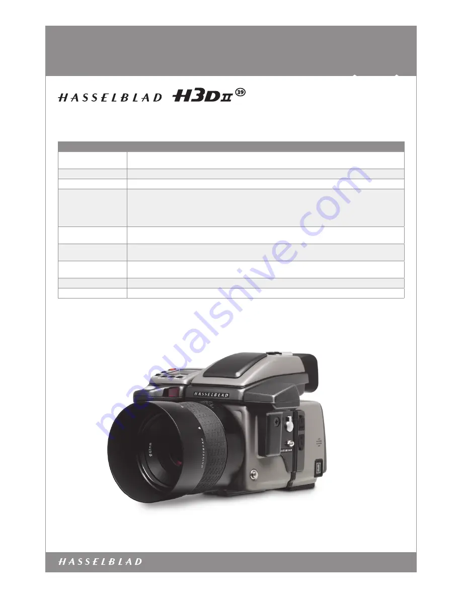 Hasselblad H3DII-39 Datasheet Download Page 6