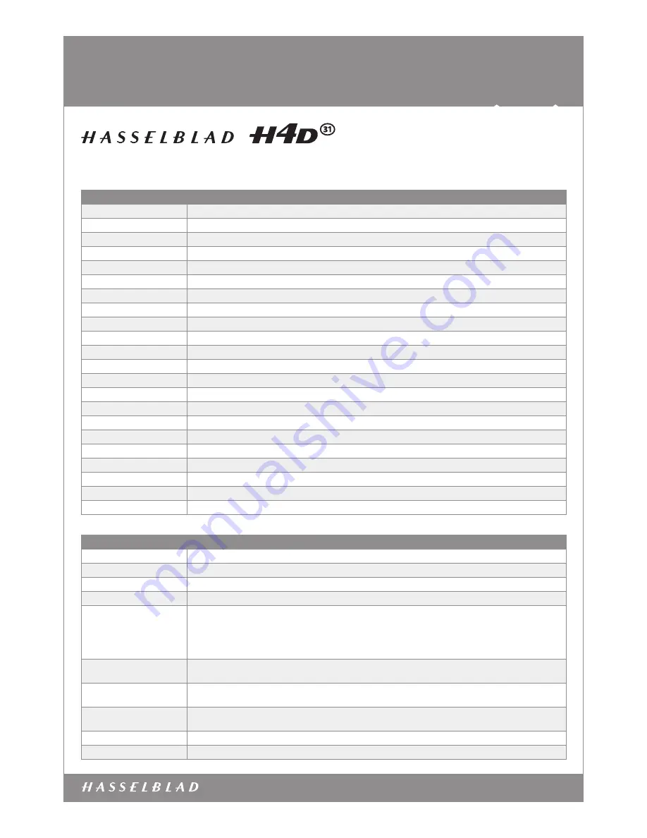 Hasselblad H4D-31 Datasheet Download Page 6