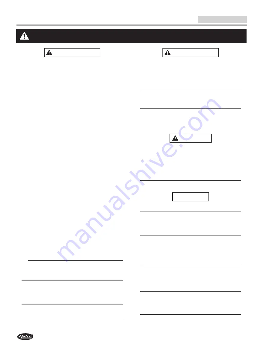 Hatco HXMH Series Installation And Operating Manual Download Page 16