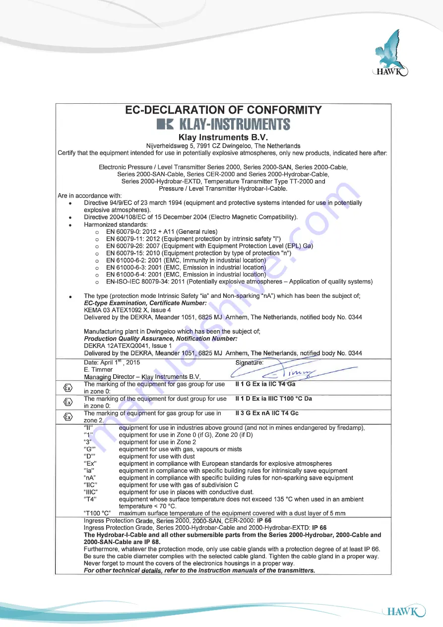 Hawk Intelligent 2000 Series Instruction Manual Download Page 23