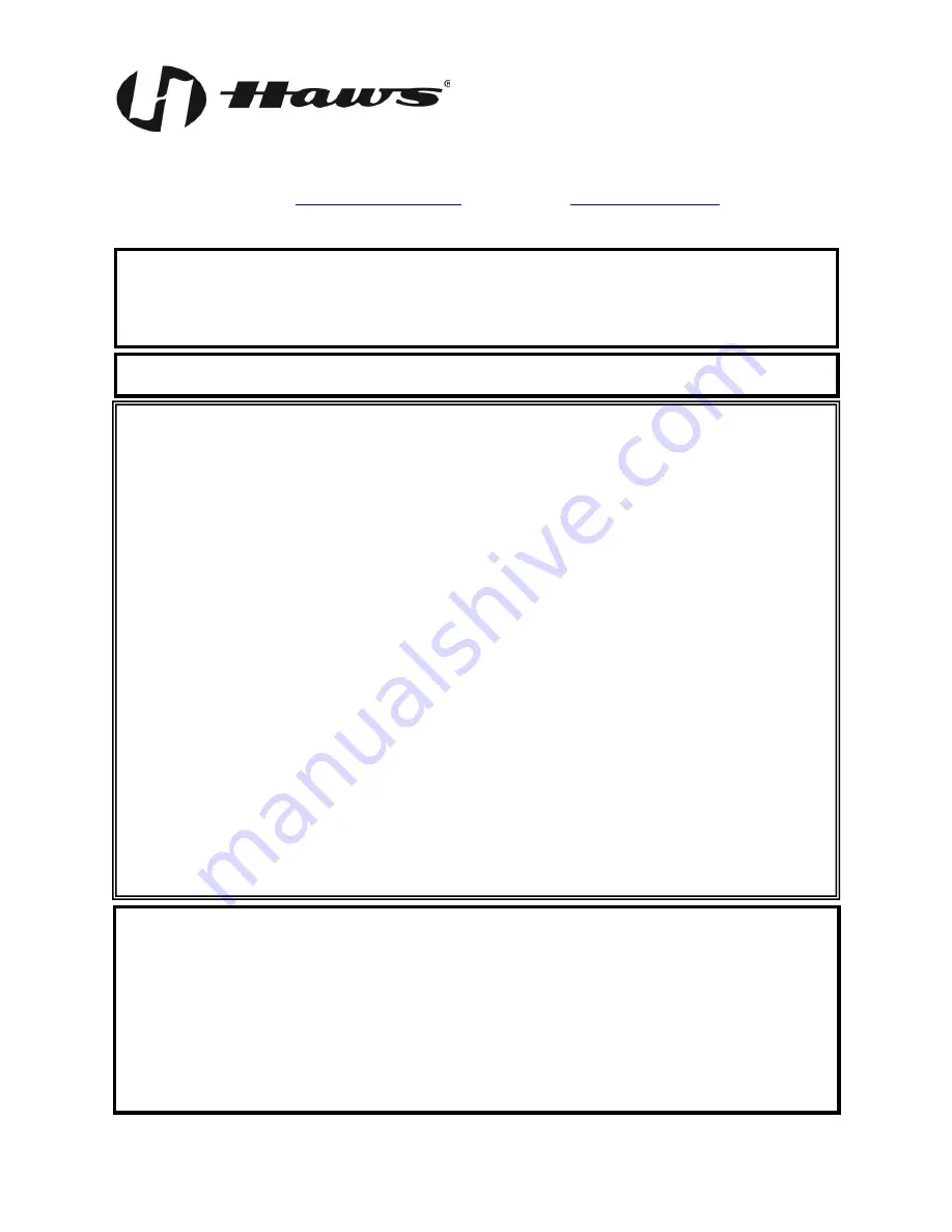 Haws 3177FR Installation, Operation & Maintenance Instructions Download Page 1