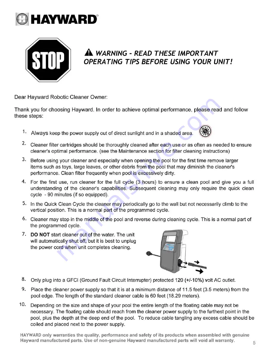 Hayward AquaVac 500 Owner'S Manual Download Page 5