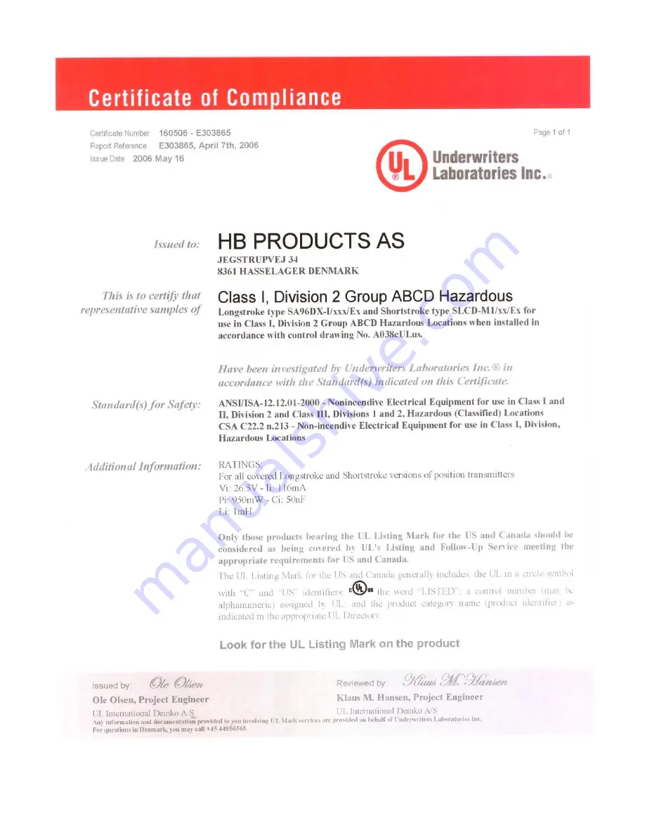 HB Products SA96DX-I/Ex Скачать руководство пользователя страница 3