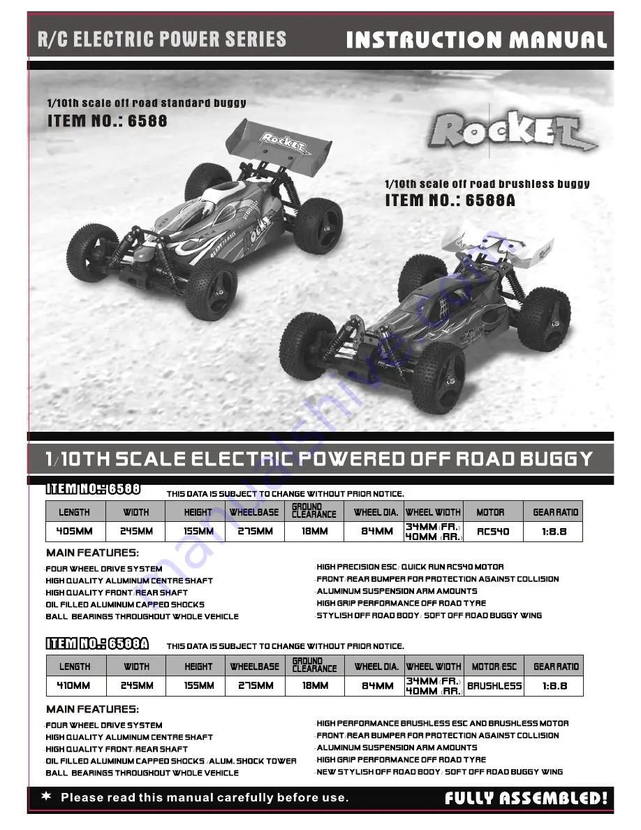 HBX Rocket 6588 Instruction Manual Download Page 1