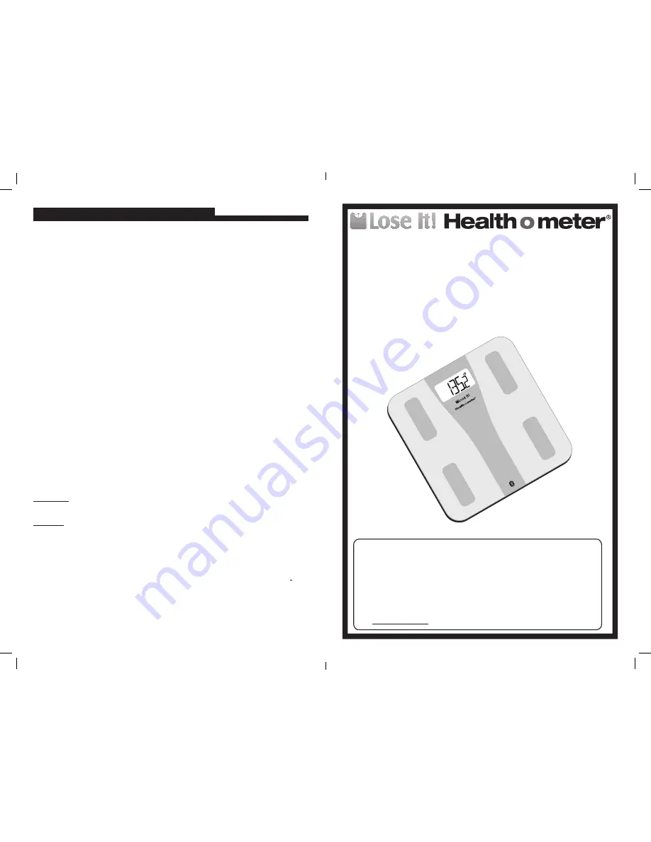 Health O Meter BFM147-01 User Manual Download Page 1