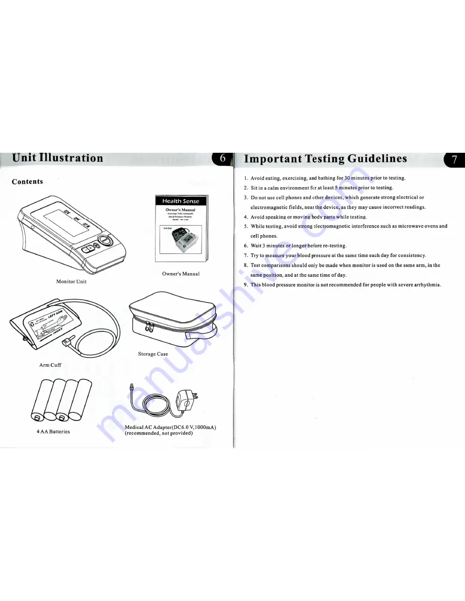 health sense BP-1303 Owner'S Manual Download Page 5