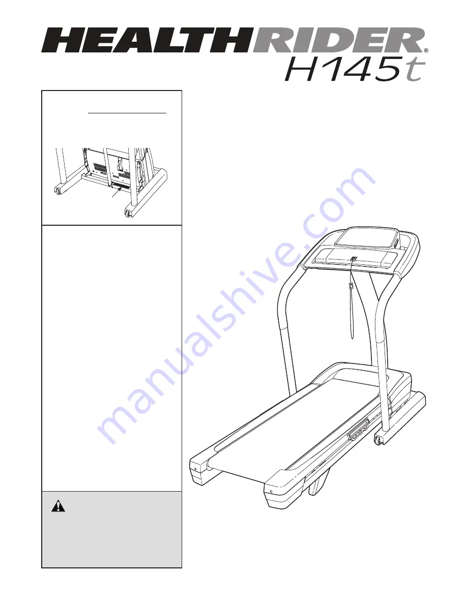 Healthrider H145t Treadmill Скачать руководство пользователя страница 1