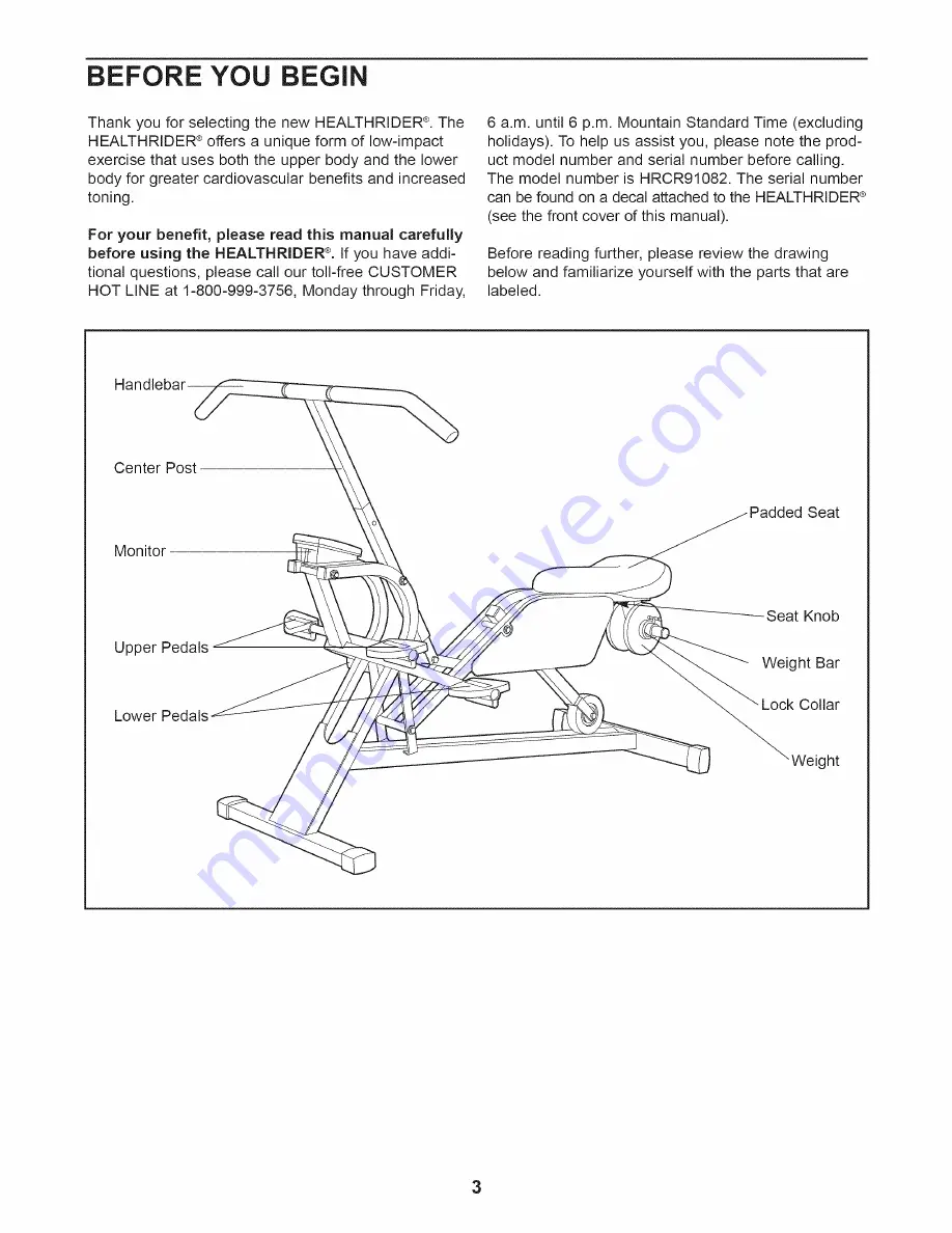 Healthrider HRCR91082 Скачать руководство пользователя страница 3