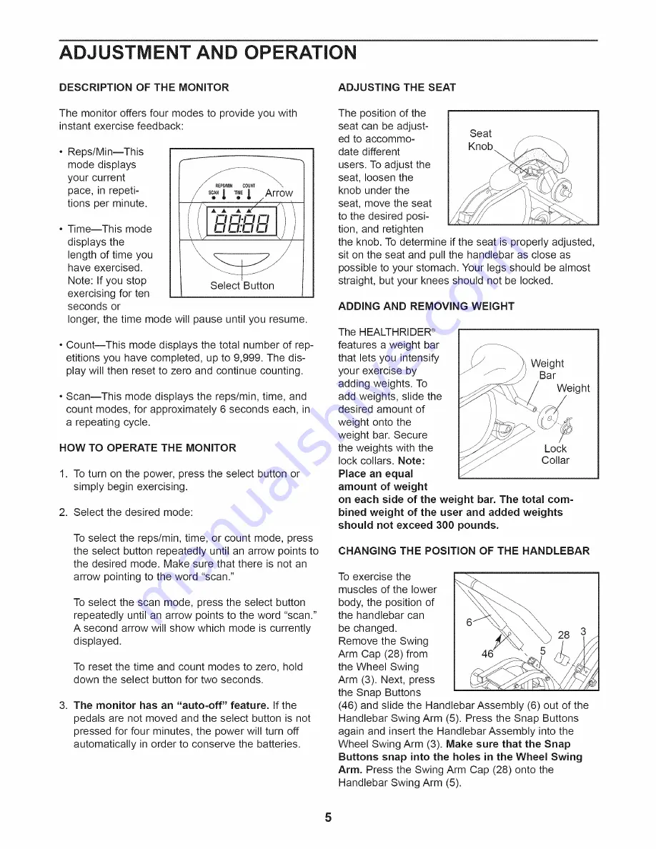 Healthrider HRCR91082 Скачать руководство пользователя страница 5