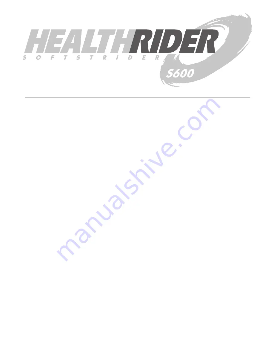 Healthrider SOFTSTRIDER S600 User Manual Download Page 2