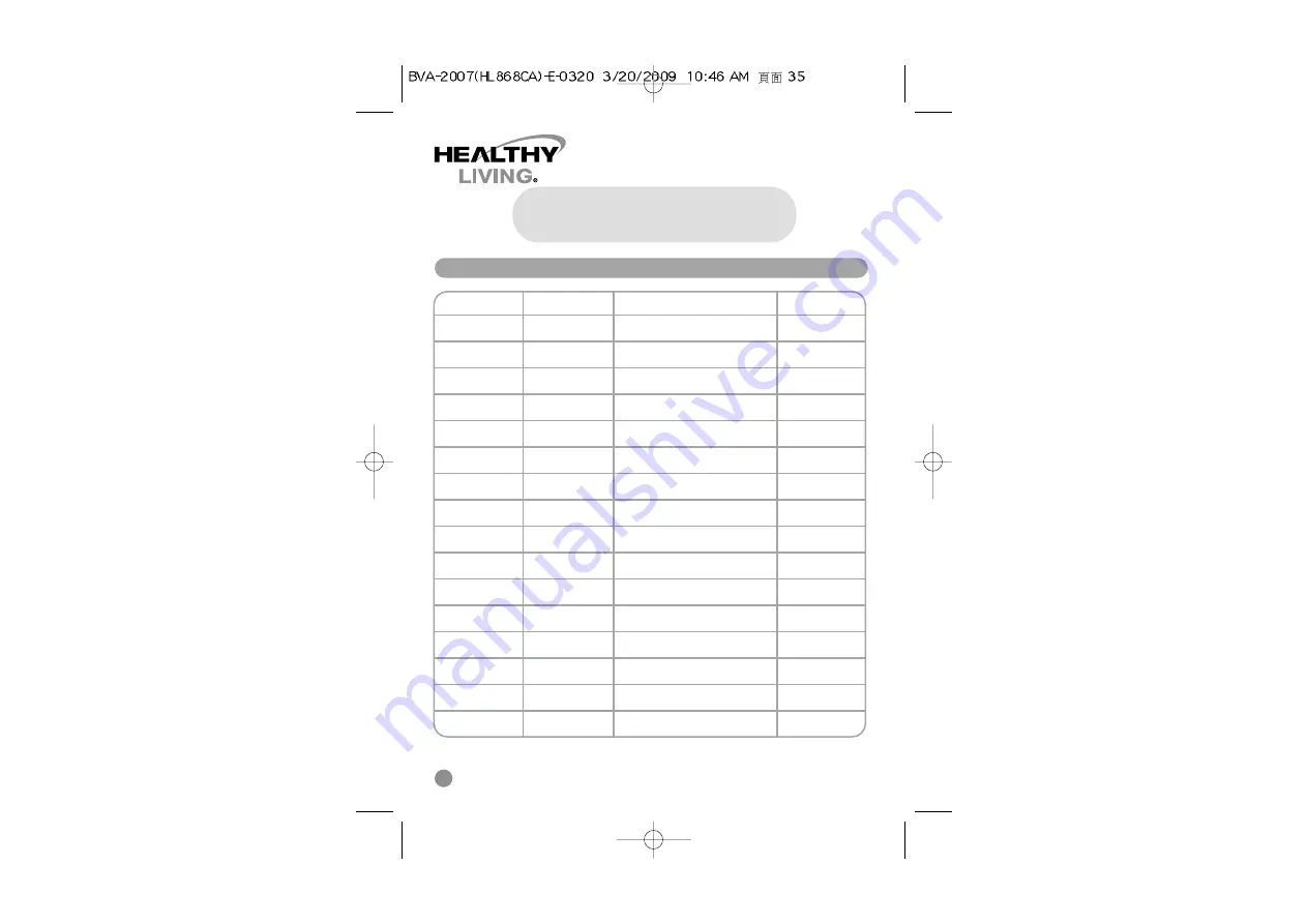 Healthy Living BVA-2007 Owner'S Manual Download Page 33