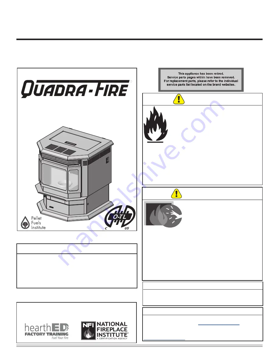 Hearth and Home Technologies Quadra-Fire CB1200M-MBK Owner'S Manual Download Page 1