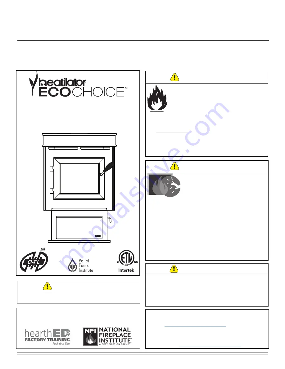 Hearth & Home Heatilator Eco Choice PS50-C Installation Manual Download Page 1