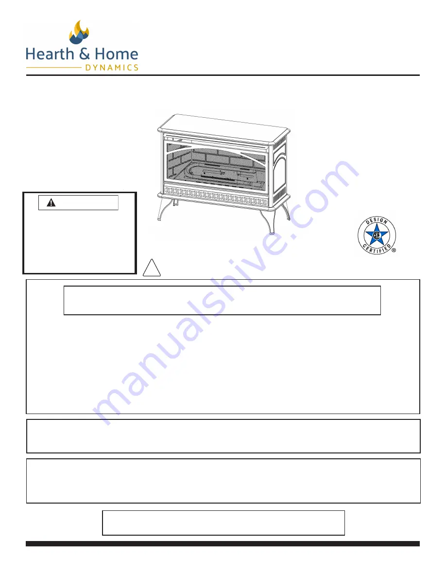 Hearth & Home HHSTDF26I User'S Manual And Operating Instructions Download Page 1